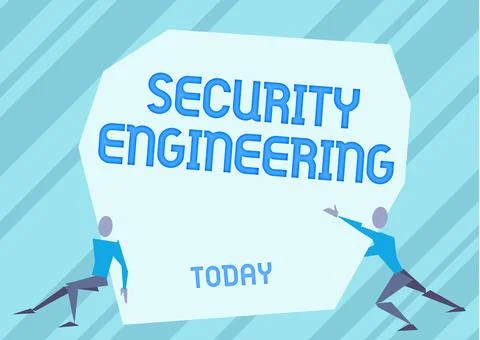 Handwriting text Security Engineering. Business idea focus on the security Stockillustratie