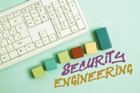 Handwriting text Security Engineering. Business concept focus on the security 스톡 사진