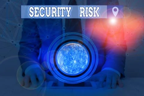 Handwriting text Security Risk. Concept meaning possesses a possible threat to 库存照片