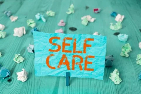 Handwriting text Self Care. Concept meaning the practice of taking action to Stock Photos