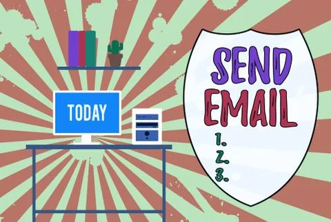 Handwriting text Send Email. Concept meaning the system for using computers to Illustrazione stock