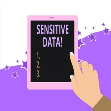 Handwriting text Sensitive Data. Concept meaning information that is protected 库存插图