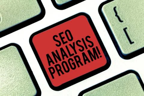 Handwriting text Seo Analysis Program. Concept meaning A tool to use to improve Stock Photos