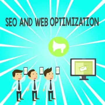 Handwriting text Seo And Web Optimization. Concept meaning Search Engine Stock Illustration