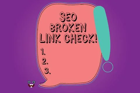 Handwriting text Seo Broken Link Check. Concept meaning Search engine 스톡 일러스트