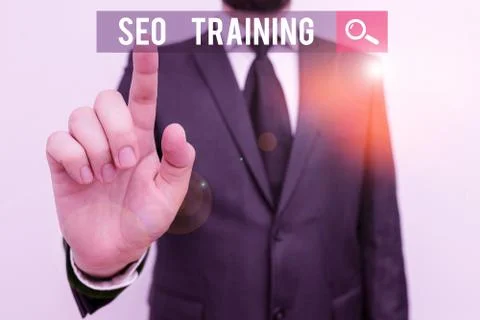 Handwriting text Seo Training. Concept meaning learn specific knowledge improve Fotos de archivo