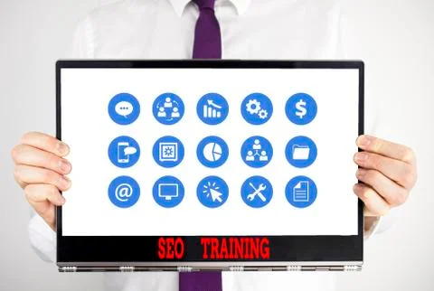 Handwriting text Seo Training. Concept meaning learn specific knowledge improve Fotos de archivo