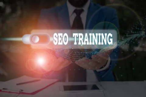 Handwriting text Seo Training. Concept meaning learn specific knowledge improve Fotos de archivo