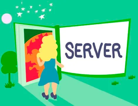 Handwriting text Server. Concept meaning computer program which manages acces Stock Illustration
