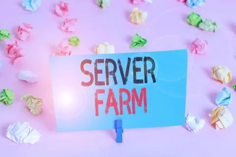 Handwriting text Server Farm. Concept meaning a group of computers acting as Stock Photos