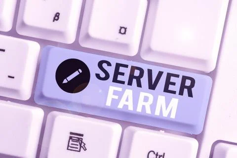 Handwriting text Server Farm. Concept meaning a group of computers acting as 스톡 사진