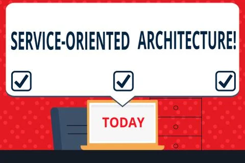 Handwriting text Service Oriented Architecture. Concept meaning services comm Stock Illustration