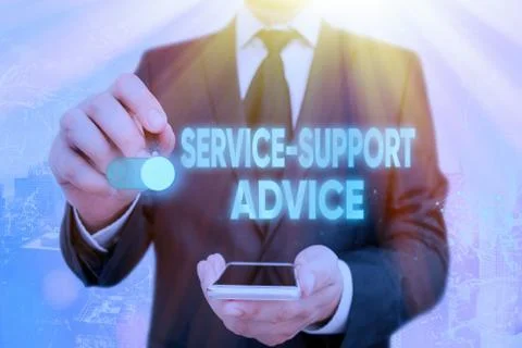 Handwriting text Service Support Advice. Concept meaning providing help to Stock Photos