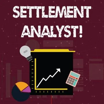 Handwriting text Settlement Analyst. Concept meaning Negotiate settlement using 스톡 일러스트