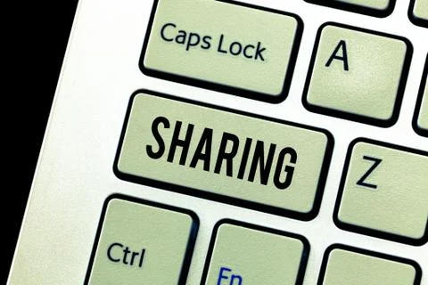 Handwriting text Sharing. Concept meaning have portion of something with another Stock Photos