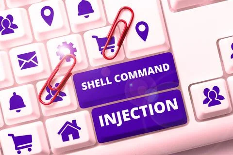 Handwriting text Shell Command Injection. Concept meaning used by hackers to Stock Photos