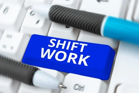 Handwriting text Shift Work. Business concept work comprising periods in which Stock Photos