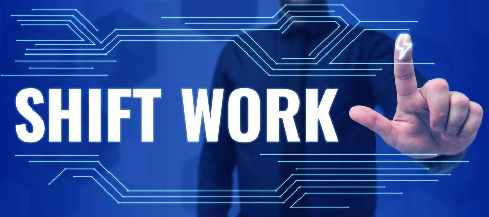 Handwriting text Shift Work. Word for work comprising periods in which groups of Stock Photos