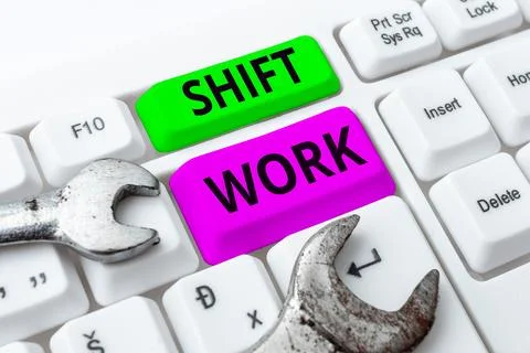 Handwriting text Shift Work. Word for work comprising periods in which groups of Stock Photos