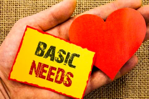 Handwriting text showing Basic Needs. Business concept for Health In Developi Illustrazione stock