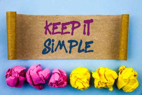 Handwriting text showing Keep It Simple. Concept meaning Simplicity Easy Stra Stock Illustration