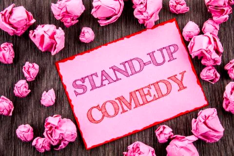 Handwriting text showing Stand Up Comedy. Business photo showcasing Entertain Stock Illustration