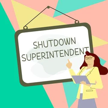 Handwriting text Shutdown Superintendent. Conceptual photo person who manages Stock Illustration