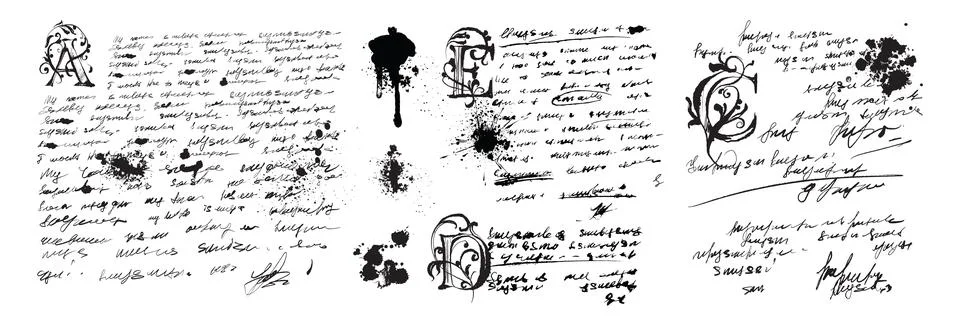 Handwriting text sketch notes, vector old vintage written background Illustrazione stock