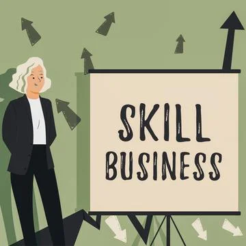 Handwriting text Skill BusinessAbility to handle business venture Intellectual Illustration