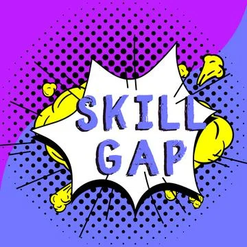 Handwriting text Skill Gap. Concept meaning Refering to a person's weakness or Stock Illustration