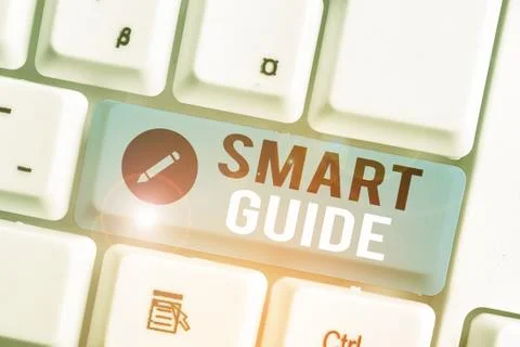 Handwriting text Smart Guide. Concept meaning used to guide the development of Foto stock