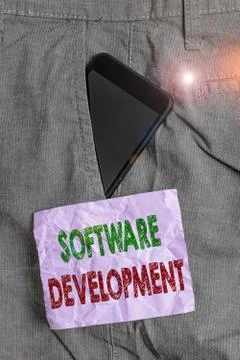 Handwriting text Software Development. Concept meaning software is created using Foto stock