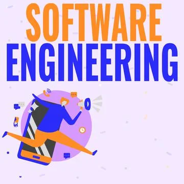 Handwriting text Software Engineering. Business overview Program Development in 스톡 일러스트