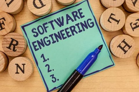 Handwriting text Software Engineering. Concept meaning Program Development in Stock Photos