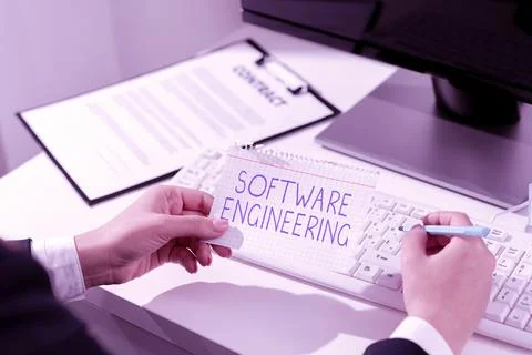 Handwriting text Software Engineering. Internet Concept Program Development in Stock Photos