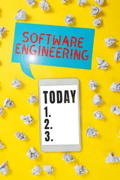 Handwriting text Software Engineering. Word for Program Development in Stock Photos