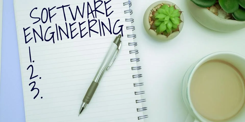 Handwriting text Software Engineering. Word for Program Development in Stock Photos