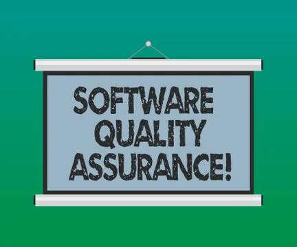 Handwriting text Software Quality Assurance. Concept meaning Ensuring quality in Stock-Illustration