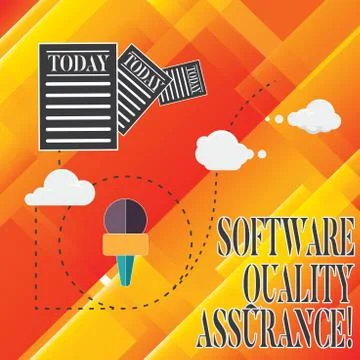 Handwriting text Software Quality Assurance. Concept meaning Ensuring quality in 스톡 일러스트