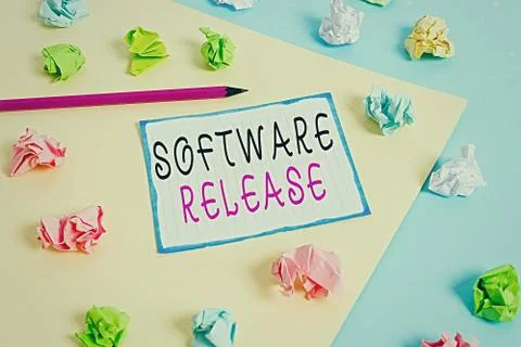 Handwriting text Software Release. Concept meaning sum of stages of development 写真素材