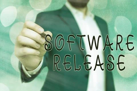 Handwriting text Software Release. Concept meaning sum of stages of development Stock Photos