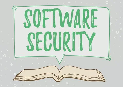 Handwriting text Software Security. Business overview implemented to protect 스톡 일러스트