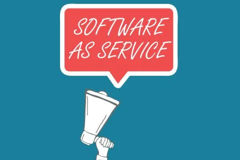 Handwriting text Software As Service. Concept meaning On Demand licensed on S 스톡 일러스트