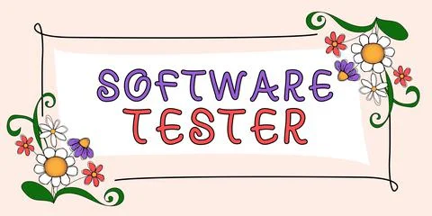 Handwriting text Software Tester. Word Written on implemented to protect Stock Illustration