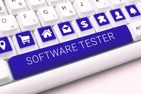 Handwriting text Software Tester. Word for implemented to protect software Photos