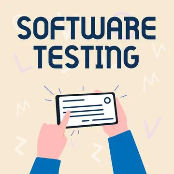 Handwriting text Software Testing. Business showcase activity to check whether Stock Illustration
