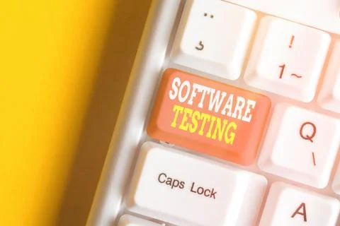 Handwriting text Software Testing. Concept meaning activity to check whether the Stock Photos