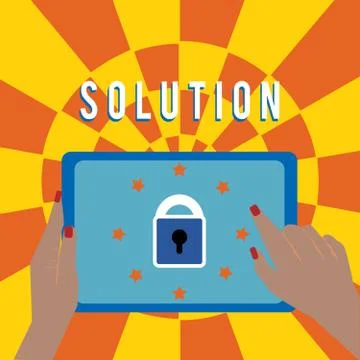 Handwriting text Solution. Concept meaning means of solving problem or dealing Stock Illustration