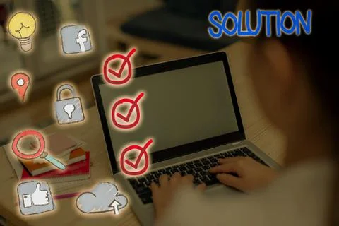 Handwriting text Solution. Concept meaning a means of solving a problem or Foto stock