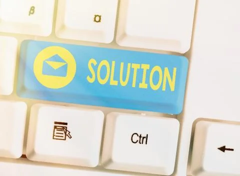 Handwriting text Solution. Concept meaning a means of solving a problem or 写真素材